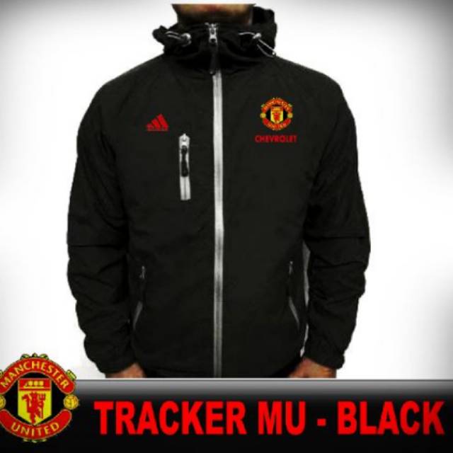 Jaket tracker windbreaker Manchester United / MU hitam/black