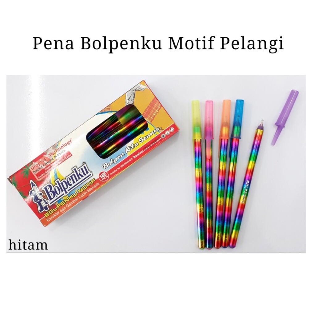 

Bolpen/Ballpoint/Pulpen BOLPENKU Lilin Ulir Motif Pelangi Hitam Murah