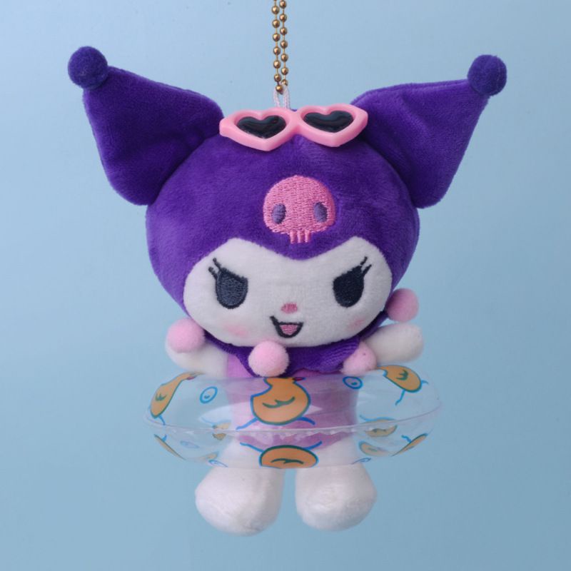 Kawaii Sanrio Anime Cute Kuromi Plush Pendant Summer Swimming Circle Series Doll Gift Filled Toy