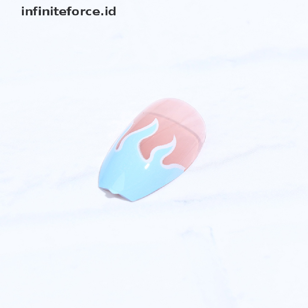 Infiniteforce.id Kuku Palsu Full Cover Motif Api Untuk Manicure