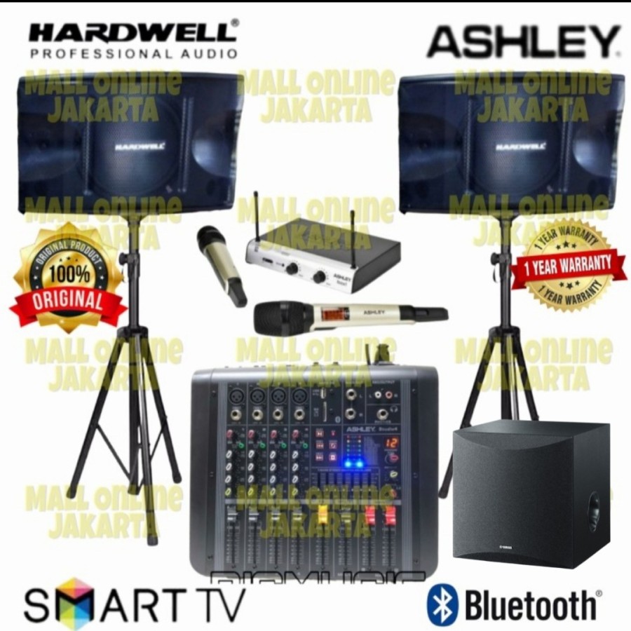 Paket Karaoke set Hardwell 10 inch ashley studio Live music Subwoofer