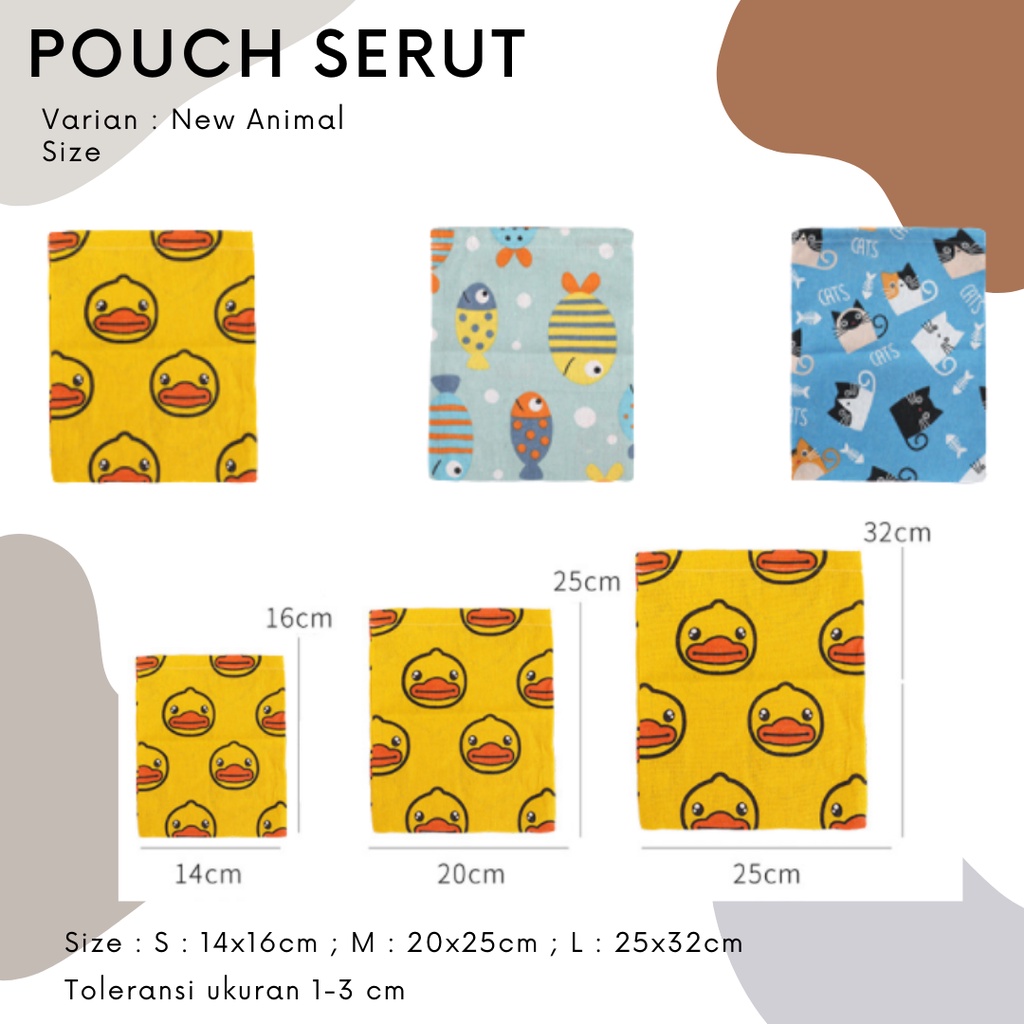 Pouch Serut Motif New Animal / Serbaguna / Souvenir / Eco Friendly / Wrapping / Hampers