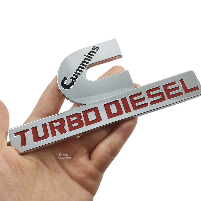 1pc Stiker Emblem Logo CUMMINS TURBO DIESEL Bahan Metal Krom Untuk Bagasi Belakang Mobil