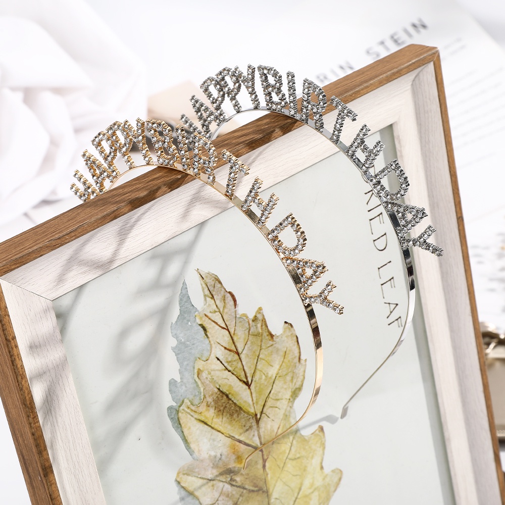 Bando Motif Tulisan Aksen Berlian Imitasi Bahan Alloy Untuk Aksesoris Rambut Wanita