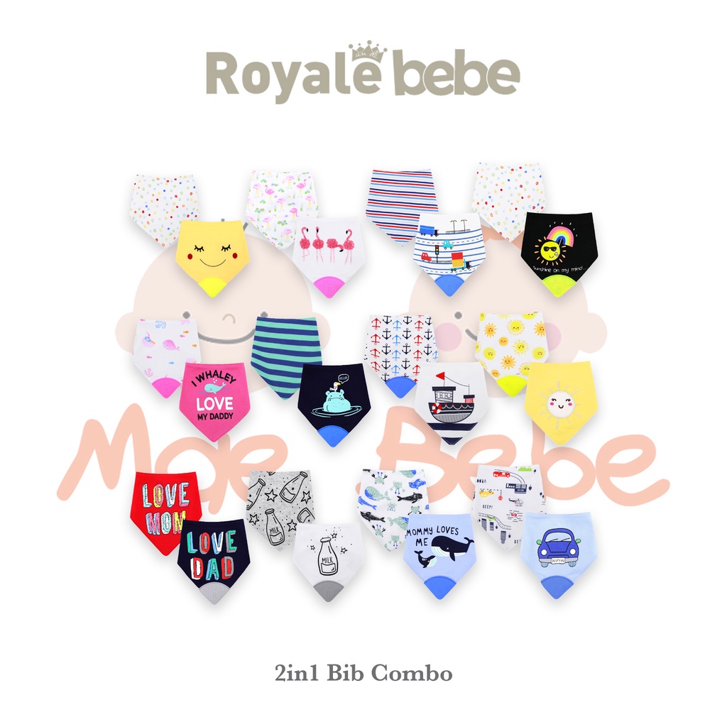 Royale Bebe Bib Combo 2in1 Bite &amp; Wipe Celemek Bayi