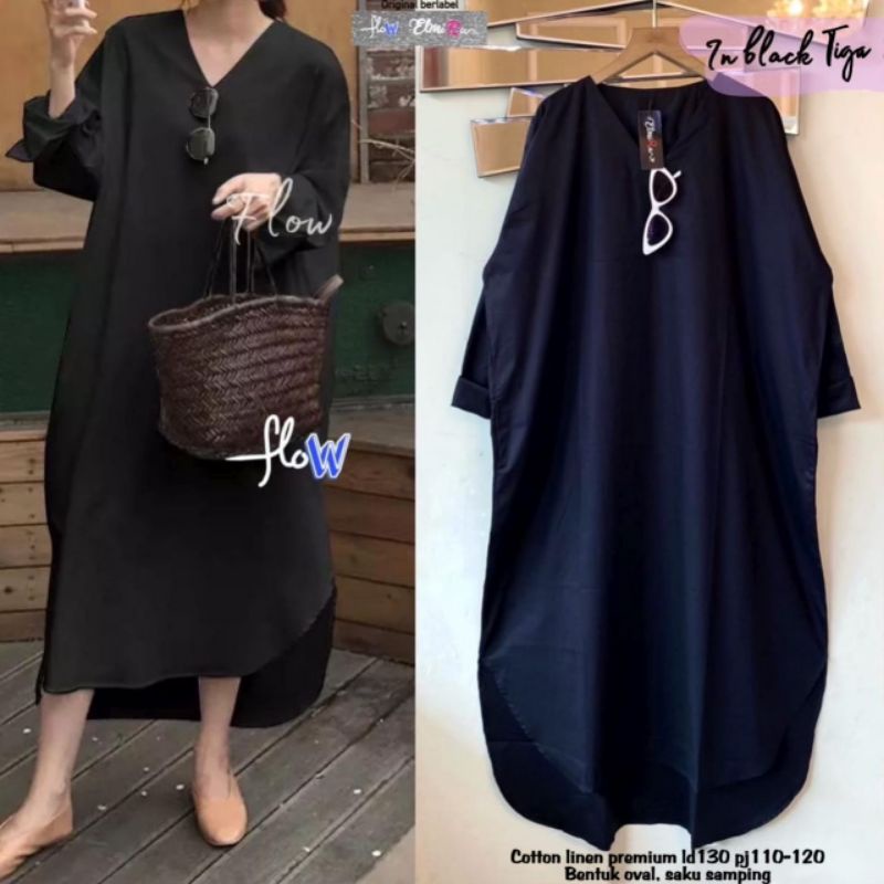 IN BLACK IN WHITE TIGA BY ELMIRA FLOW (TUNIK POLOS) Tunik wanita polos rekomended