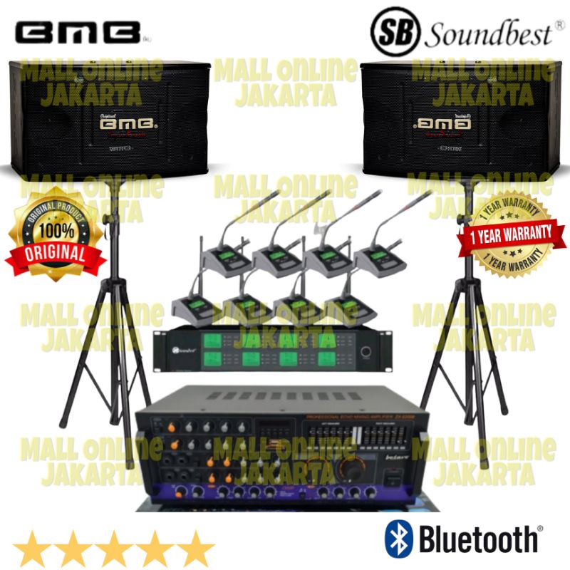 Paket Sound System BMB 10 inch Conference Mic Wireless 8 Microphone