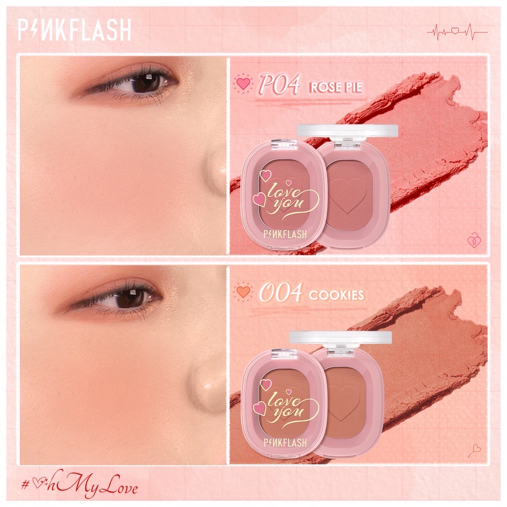 PINKFLASH Blush On Matte Shimmer Cheek Makeup Perona Pipi Pink Flash Blushon