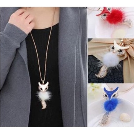 TSM88- kalung wanita fashion model terlaris kalung bulu rubah