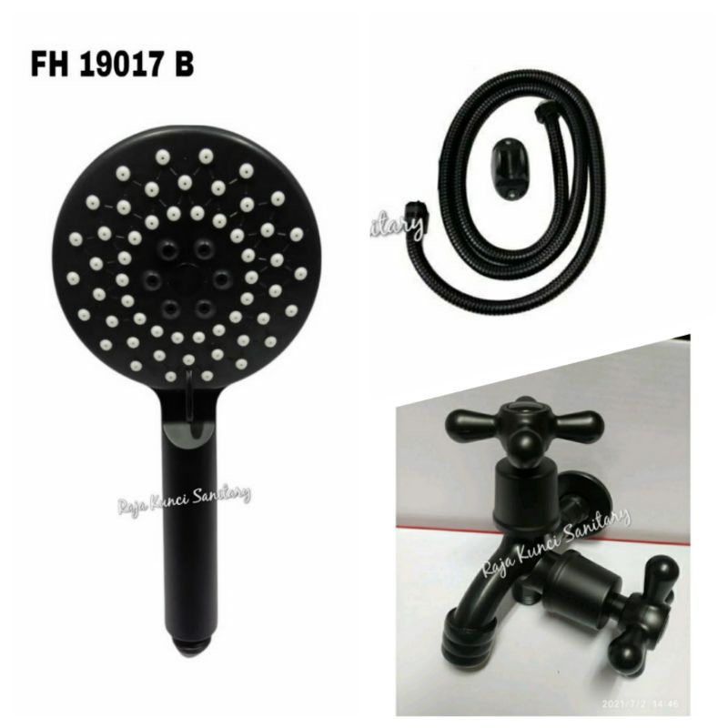 Hand Shower Set Hitam Black/Hand Shower + Kran Hitam/Black/ABS Series