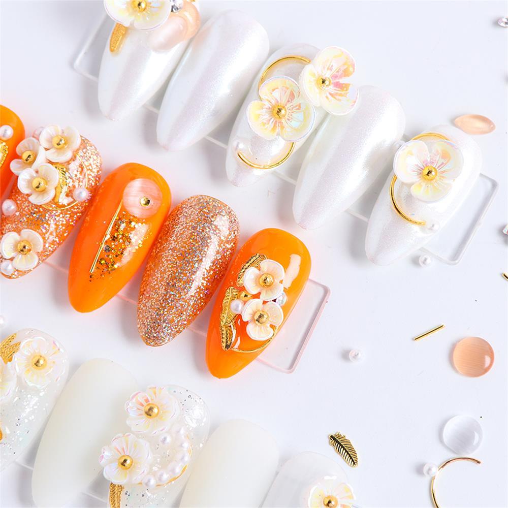 AUGUSTINA Dekorasi Kuku Agustina Shiny 1kotak Manik-Manik Shell Manikur Aksesoris Perhiasan DIY Nail Art