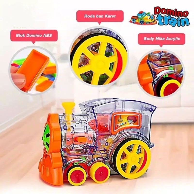 Mainan Domino Train Edukasi Anak Bayi Balita Kereta Api Susun Balok Bisa Jalan