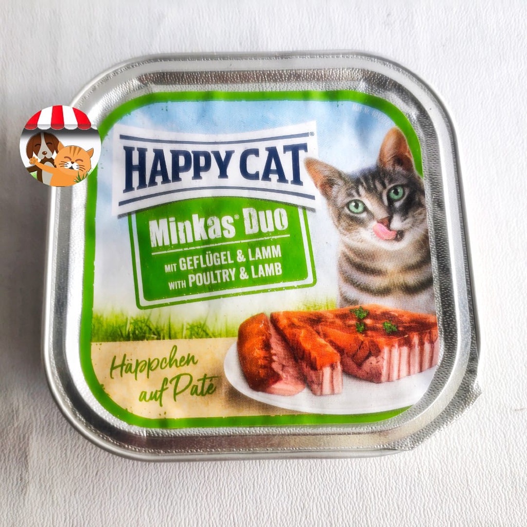 Happy Cat Minkas Duo Makanan Kucing Basah Daging Ayam dan Domba 100gr