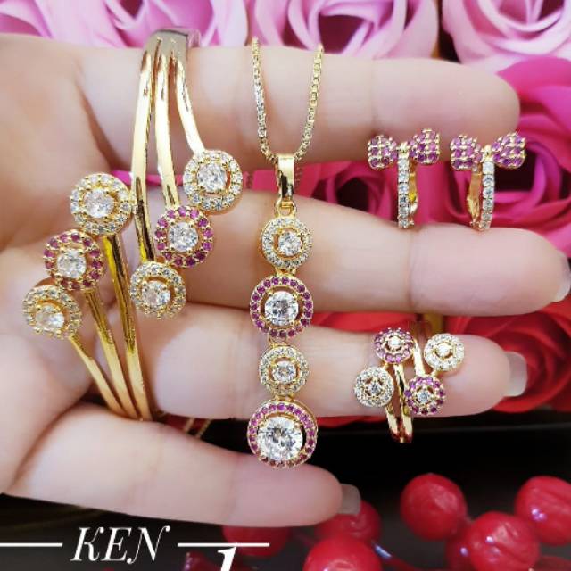 Xuping set perhiasan lapis emas 24k 2515f