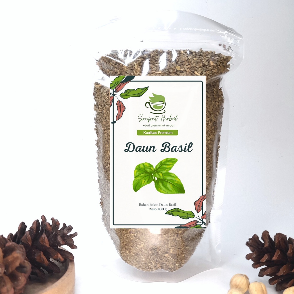 100gr Daun Basil Kering Basil Leaves Murni 100% Premium Berkualitas Sruput Herbal