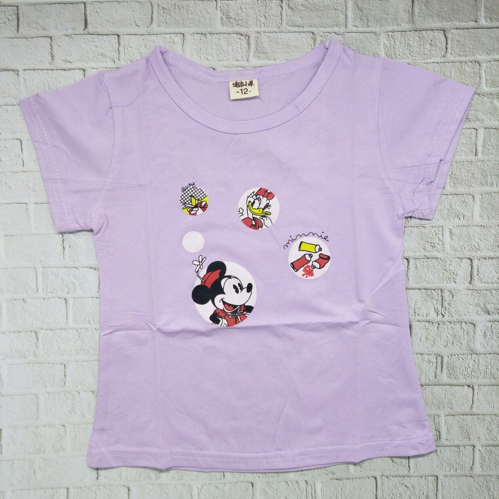 Kaos / Baju anak perempuan unisex murah usia 1-5thn 100% import gambar MINIE DUCK