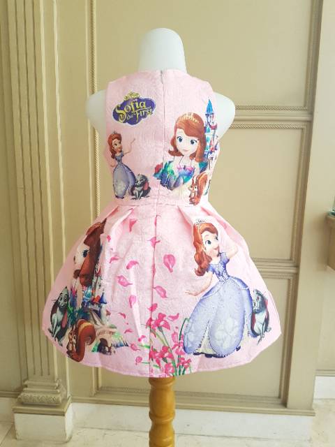 GA2604 SOFIA CASTLE DRESS PINK WHITE GAUN PESTA PRINCESS ANAK PEREMPUAN IMPORT MURAH BAGUS  LEBARAN