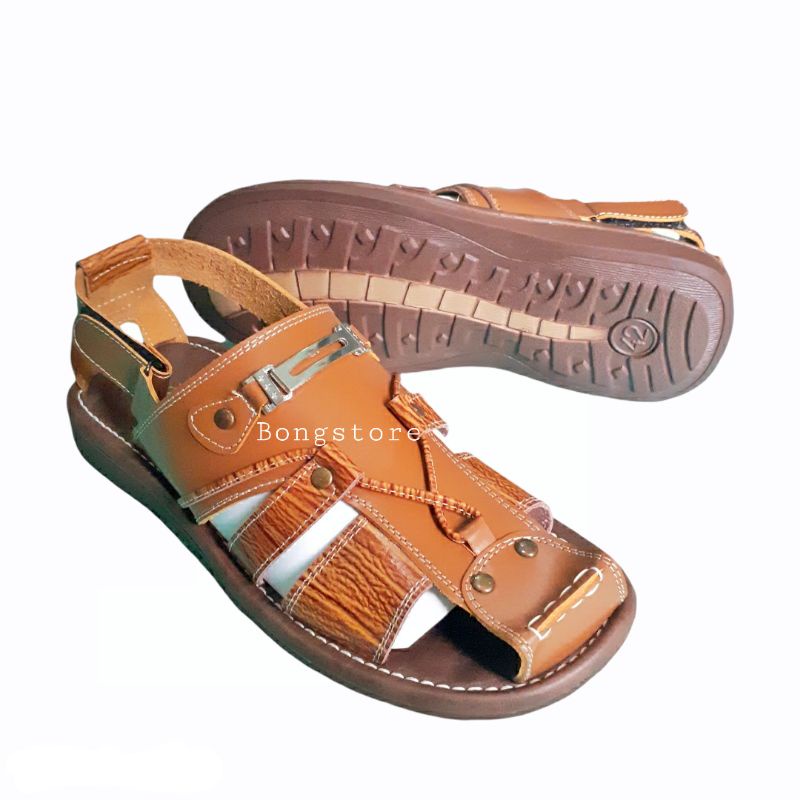 Sandal pria kasual kulit asli sepatu pria tali original kulit asli sepatu sandal gunung kulit asli