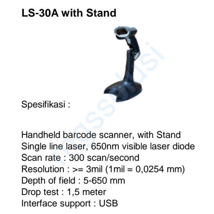 Barcode Scanner single Laser tangan 1D Logic LS30 USB Mode Scan Trigger dan Continuous