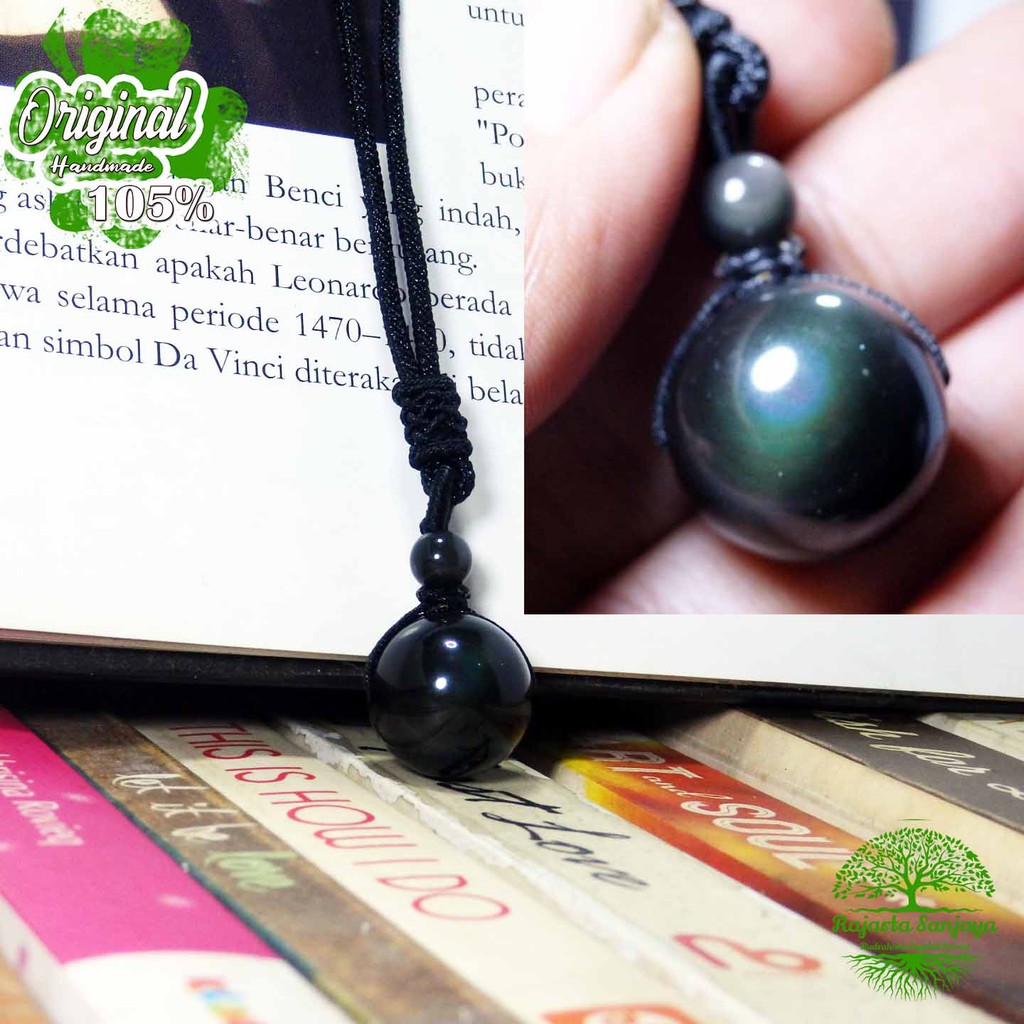 Kalung Liontin Batu Black Rainbow