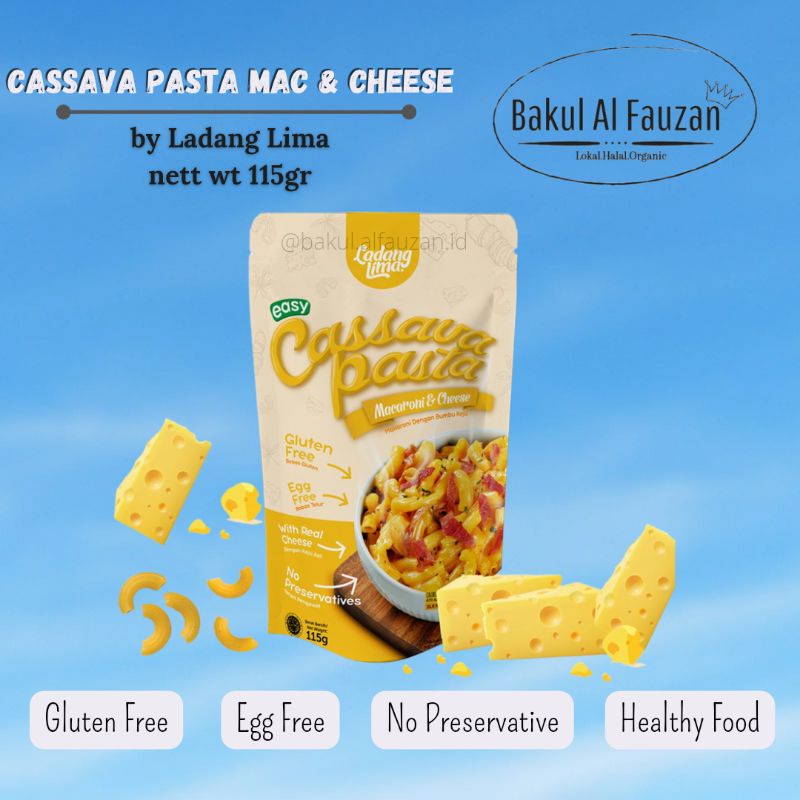 

Cassava Pasta Macaroni Cheese | cassava Pasta Ladang Lima Mac&Cheese Gluten Free | 115gr