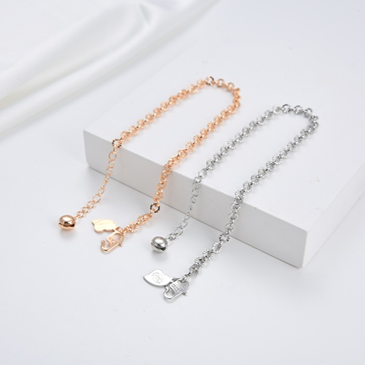 Gelang Titanium Wanita Anti Karat Emas Muda Couple Pasangan Sahabat Inisial Bestie Silver Asli Rantai Selamanya Korea Murah Rantai 06