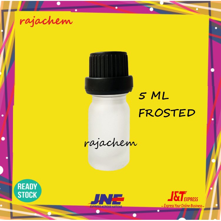 Botol Kaca Frosted 5 ML Essential Oil Dropper Ring Hitam Segel