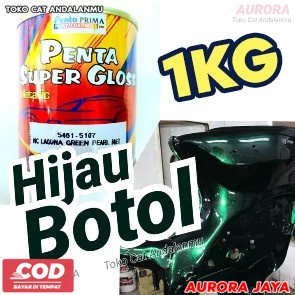 Cat Hijau Botol 1Kg Penta Super Gloss Laguna Green Pearl Met Ijo Metallic Metalik Metalic Cat Mobil