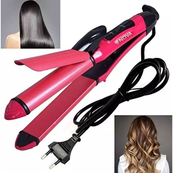HOPE STORE - Catok Catokkan Rambut 2 in 1 Nova NHC-2009 Meluruskan dan Keriting Rambut Hair Straightener