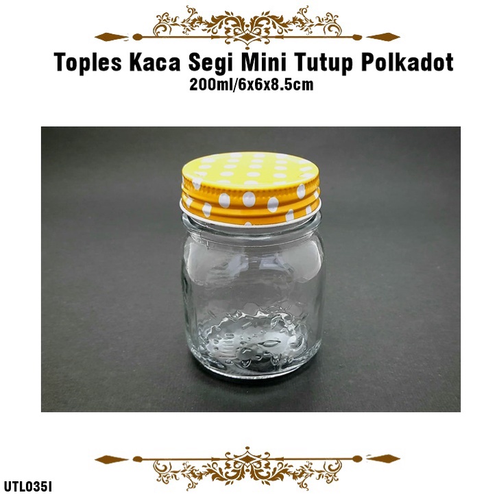 [1kg 6pcs] Toples Kaca Segi Mini Tutup Polkadot TOP-5508 200ml