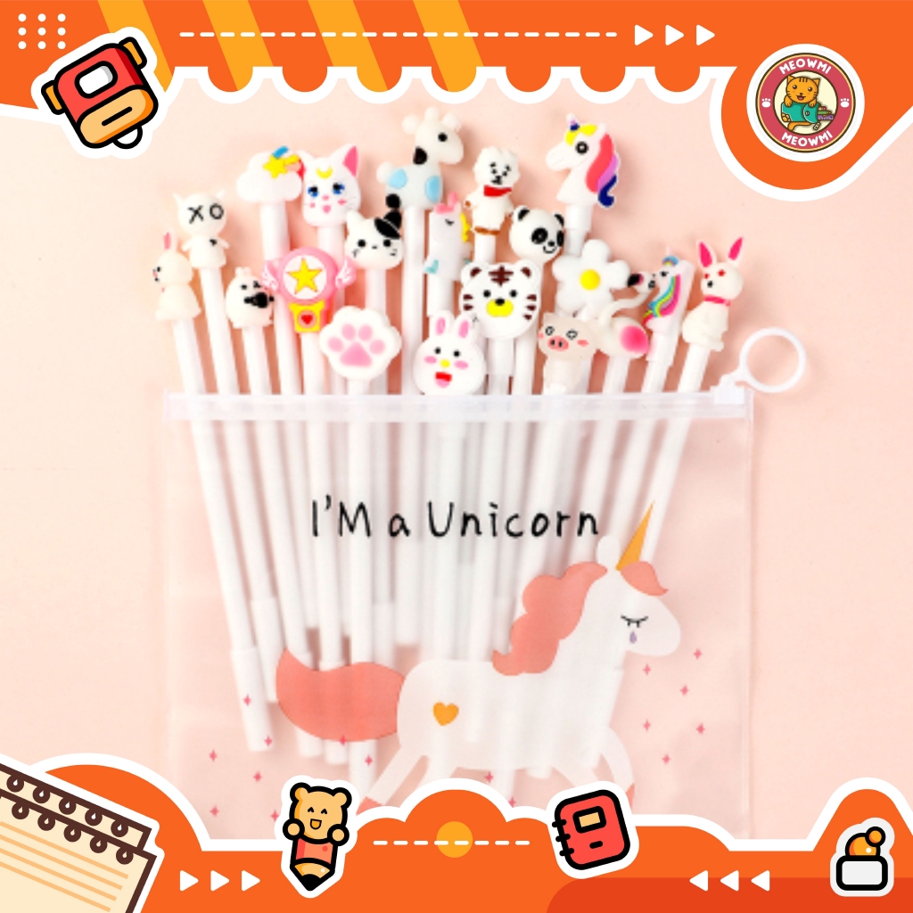 

10pcs Pulpen Karakter Putih White Free tempat pensil unicorn pvc BD0006