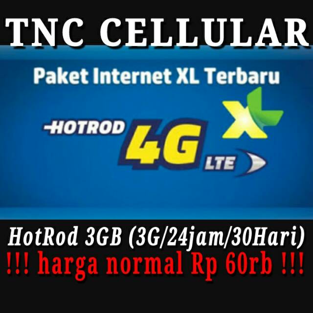 HotRod 3GB (2G/3G/4G/24jam/30hari) - Paket Internet XL HotRod