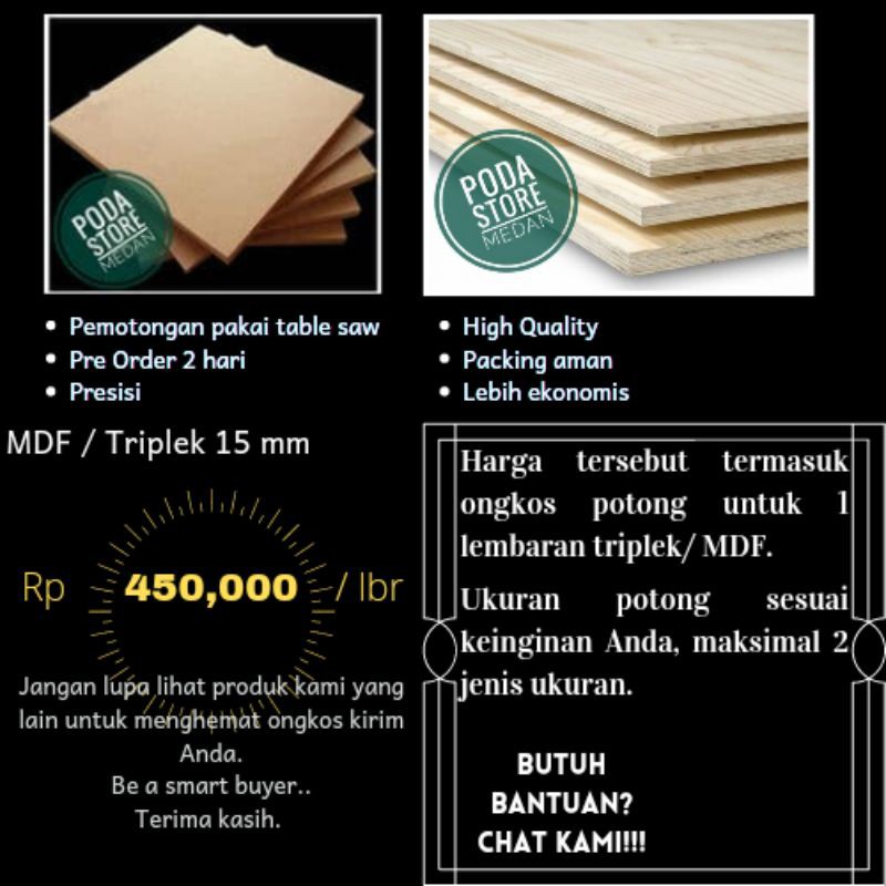 MDF / Triplek 15mm + potong