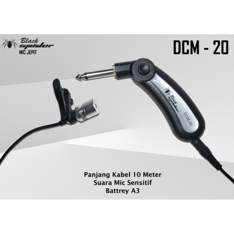 mic clip on kabel black spider DCM-20. mic imam dll