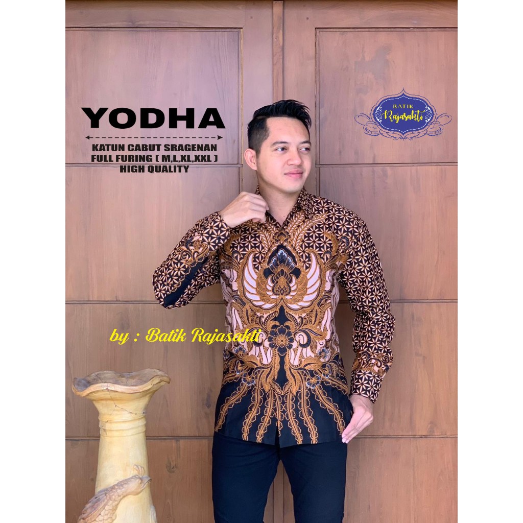 YODHA Kemeja Batik Pria Lengan Panjang Katun Halus FULL FURING Rajasakti