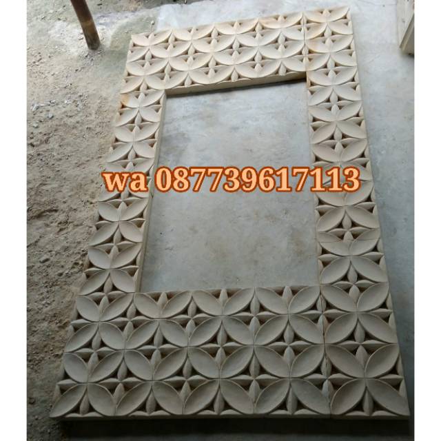 ornamen batu alam hiasan dinding relief pilar loster lampion