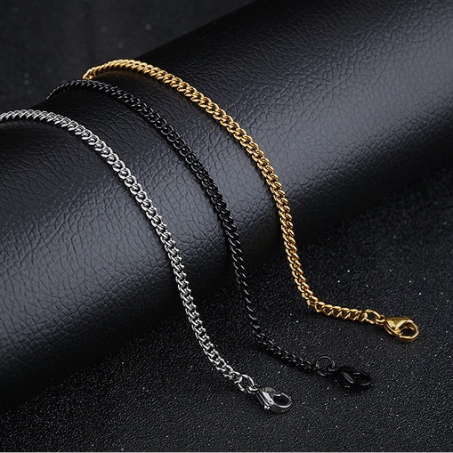 Flat horse whip chain single chain metal necklace, all-match classic accessory gold silver black