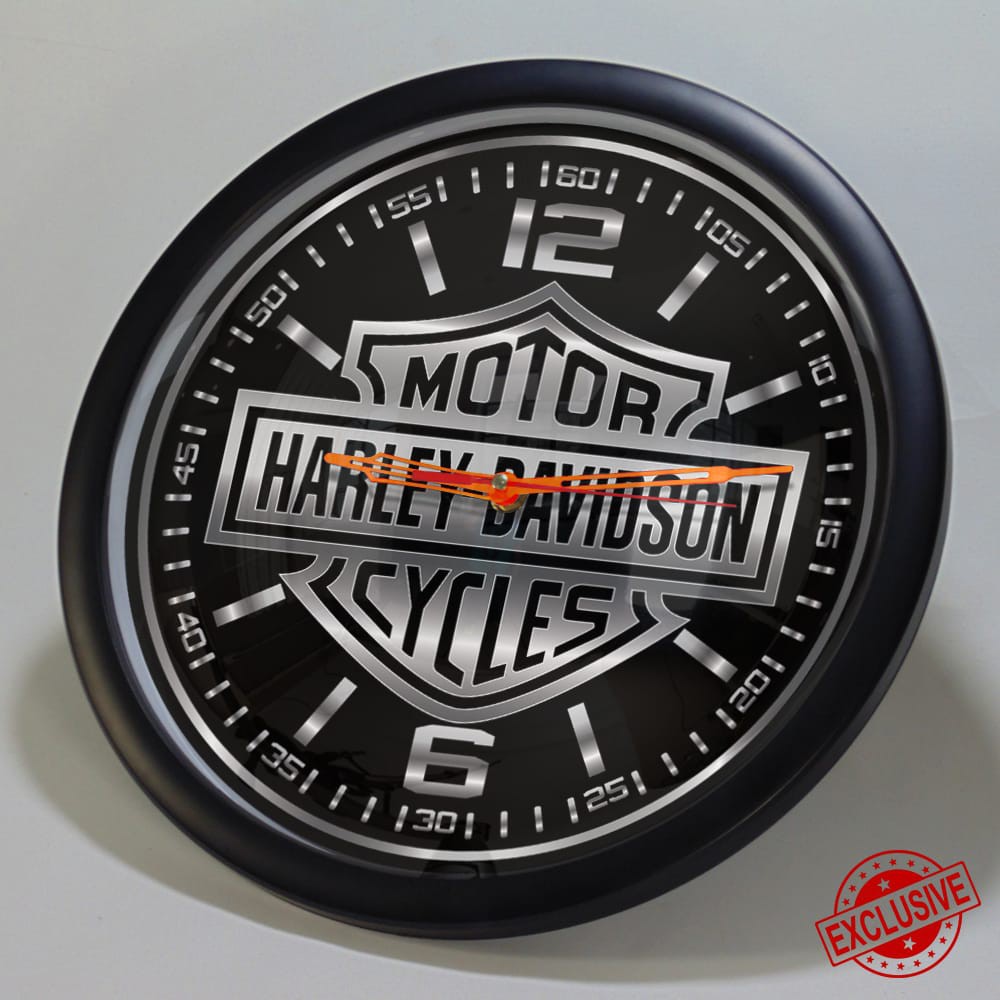 (ISTIMEWA BOSSQUE) JAM DINDING CUSTOM HARLEY DAVIDSON SILVER GOLD - EXCLUSIVE