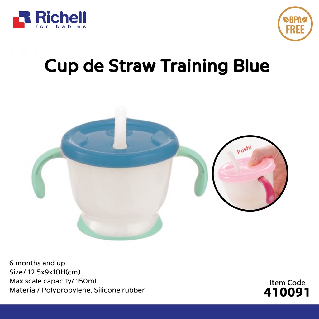 RICHELL Aqulea Cup De Mug 150ml Straw Training Cup Baby Mug Bayi Richell Baby Straw Cup Botol Minum Sedotan Bayi