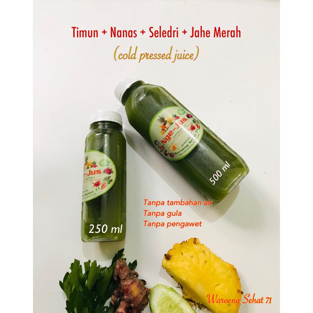 

Jus mix: Timun + Nanas + Seledri + Jahe Merah (cold pressed juice)