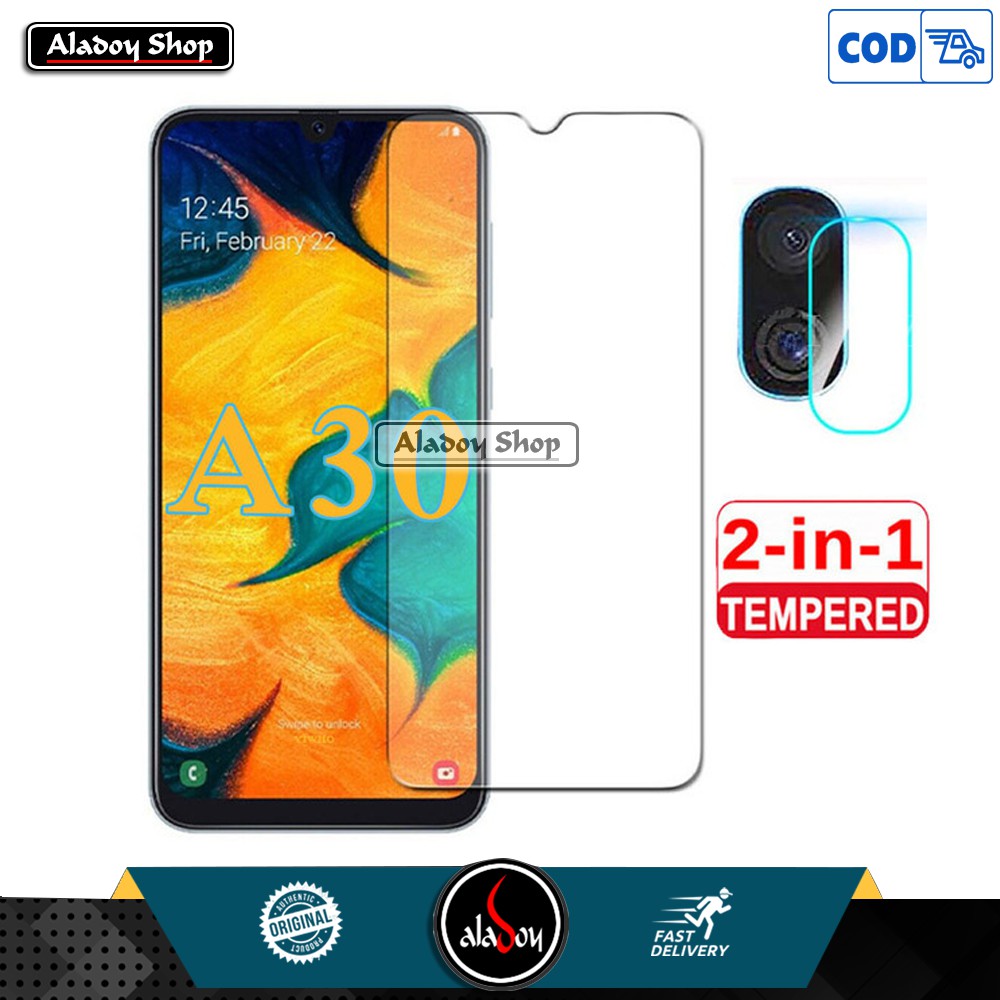 Tempered Glass Layar Clera + Antigores Tempered Glass Camera Lens Samsung A30