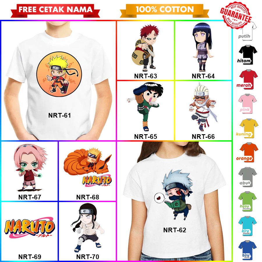 [FREE NAMA!!] Baju Kaos COUPLE  ANAK DAN NARUTO BANYAK MOTIF