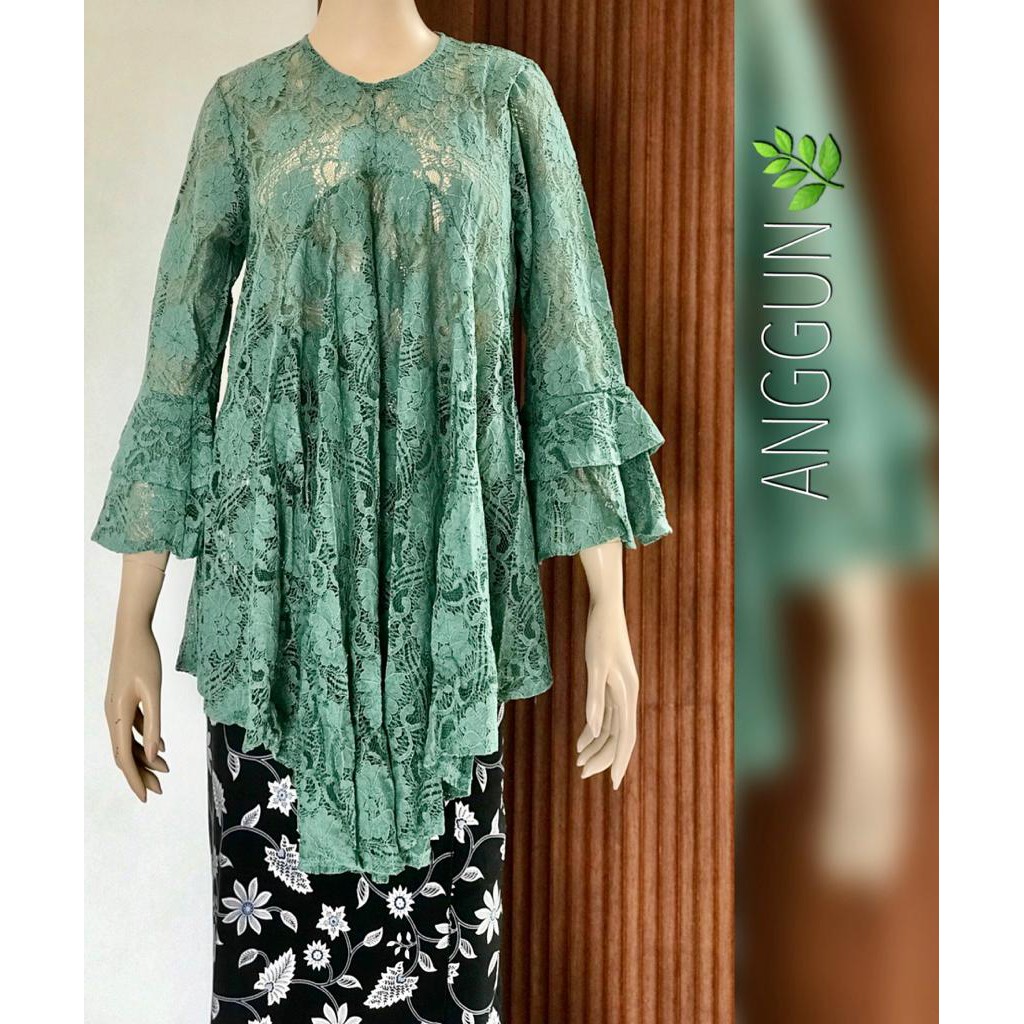Baju Tunik Brokat Premium Import Hijau Baru