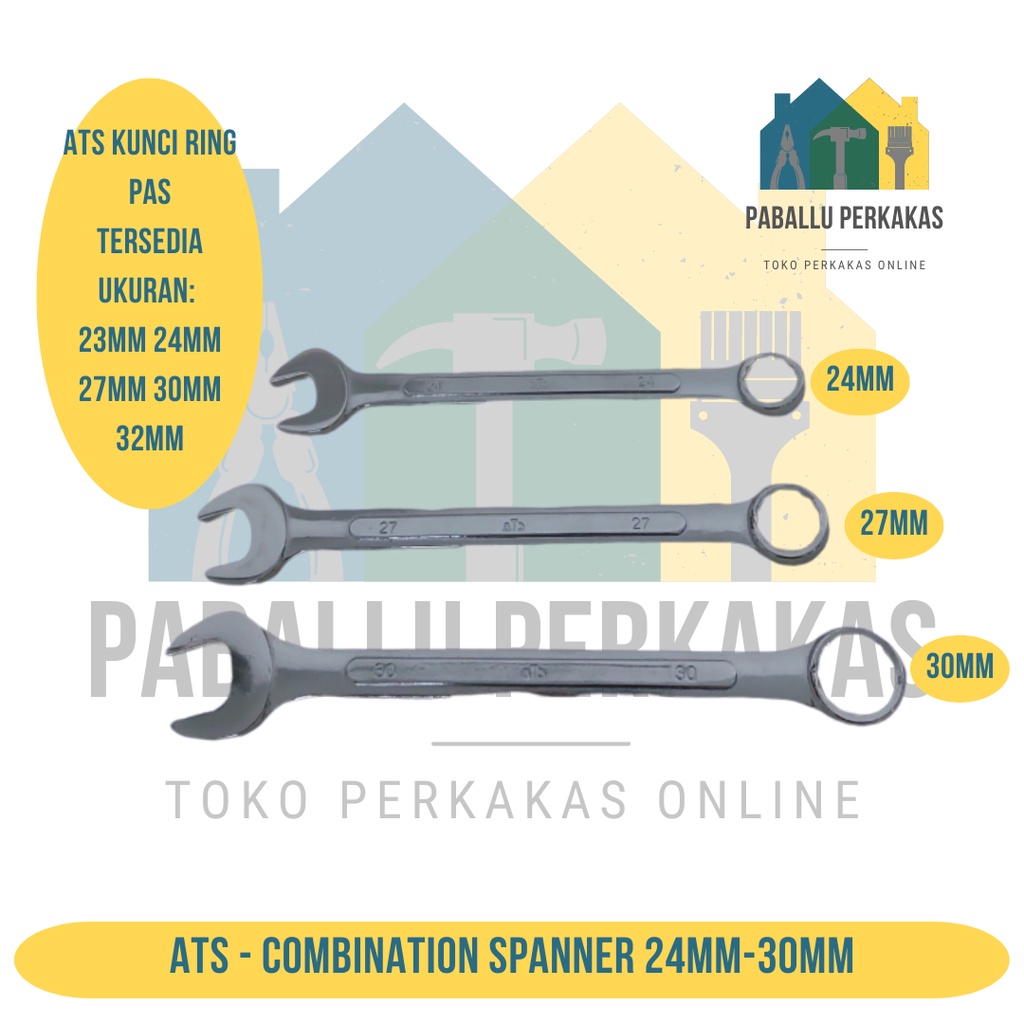 ATS Kunci Ring Pas 23mm 24mm 27mm 30mm 32mm / Kunci Ring Pas Satuan / Kunci Set / Combination Spanne