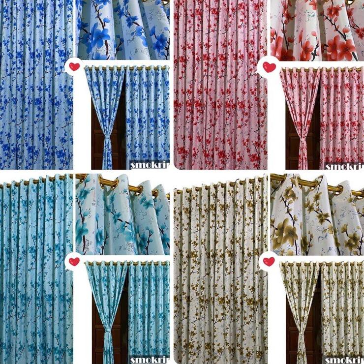 ➺ GORDEN SMOKRING + PONI MOTIF BUNGA SAKURA BROWN - PINK - TOSCA - BIRU ➫