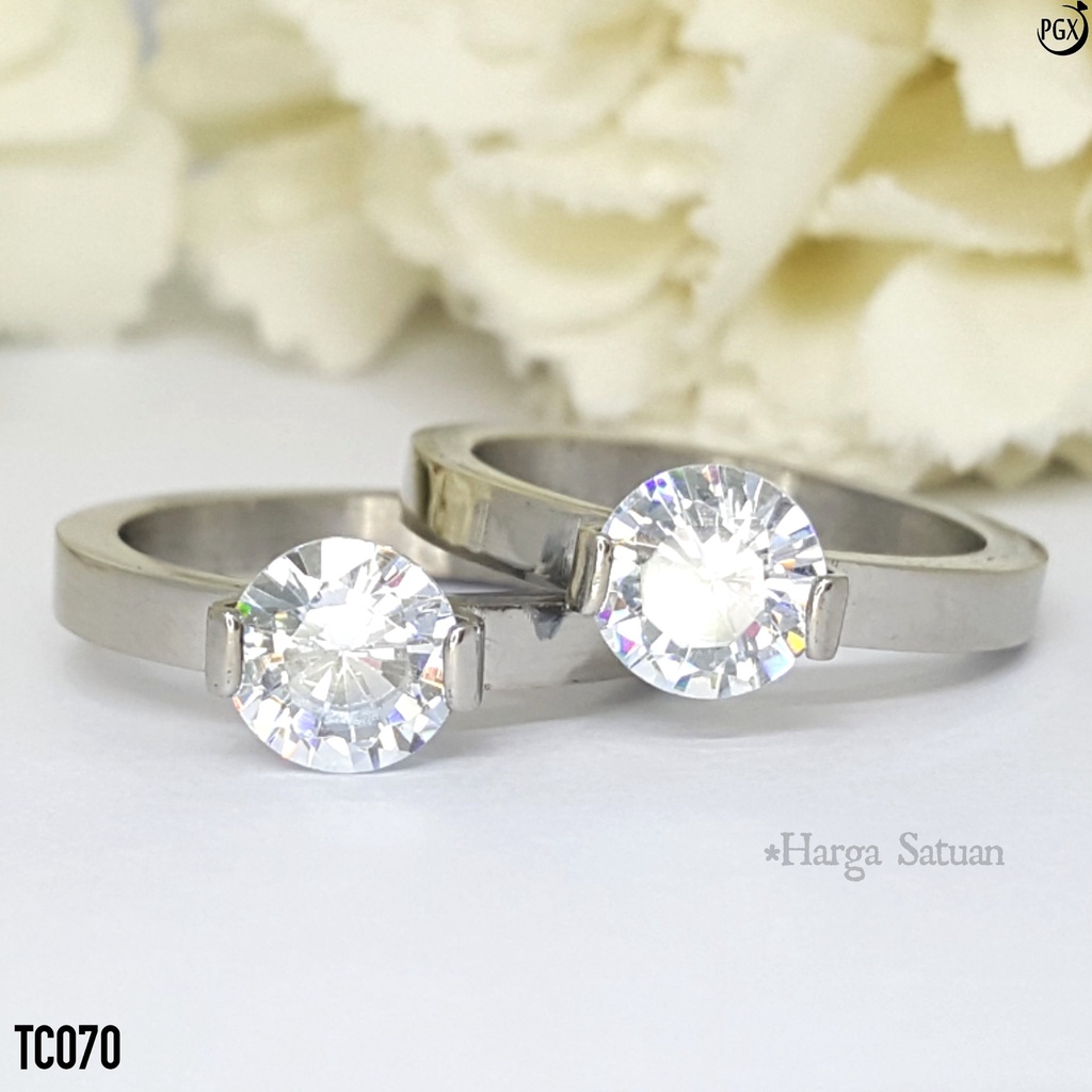 PGX Cincin Titanium Couple Tunangan Aksesoris Fashion Perhiasan Anti Karat - TC070