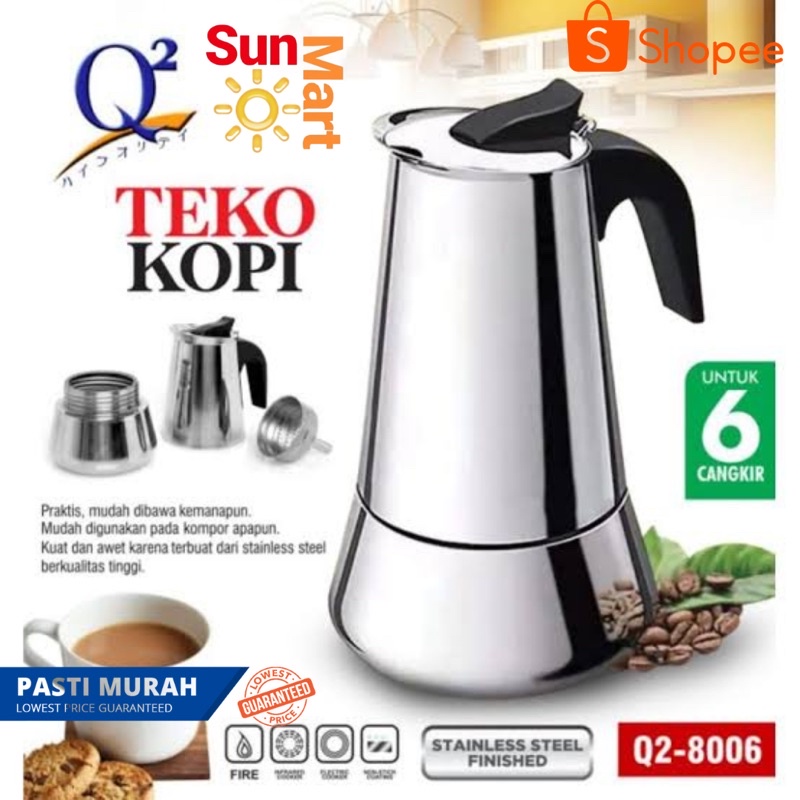 Teko Kopi Stainless expresso / Coffee maker Q2 8006 / Alat Pembuat Kopi Mokapot