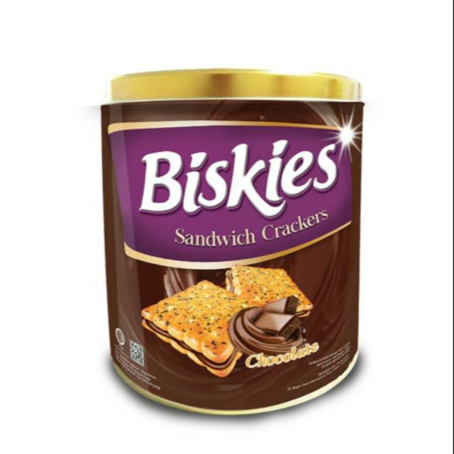 Biskies sandwich crackers coklat kaleng 306 gr