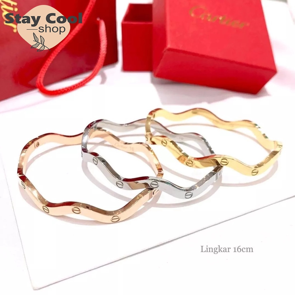 GELANG WANITA ASLI TITANIUM, WARNA GOLD / AKSESORIS WANITA ASLI TITANIUM / PERHIASAN FASHION ASLI TITANIUM ♥ STAY COOL SHOP ♥