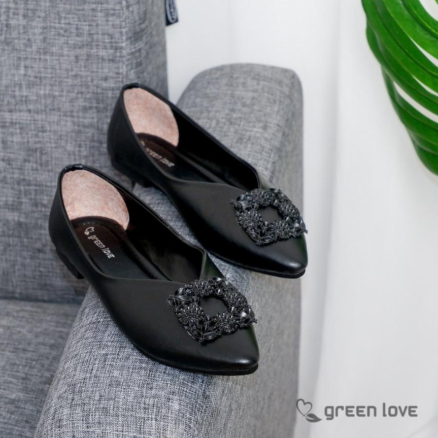 SHOPEE 2.2 Green Love Sepatu Flat SABRINA [KODE 270]